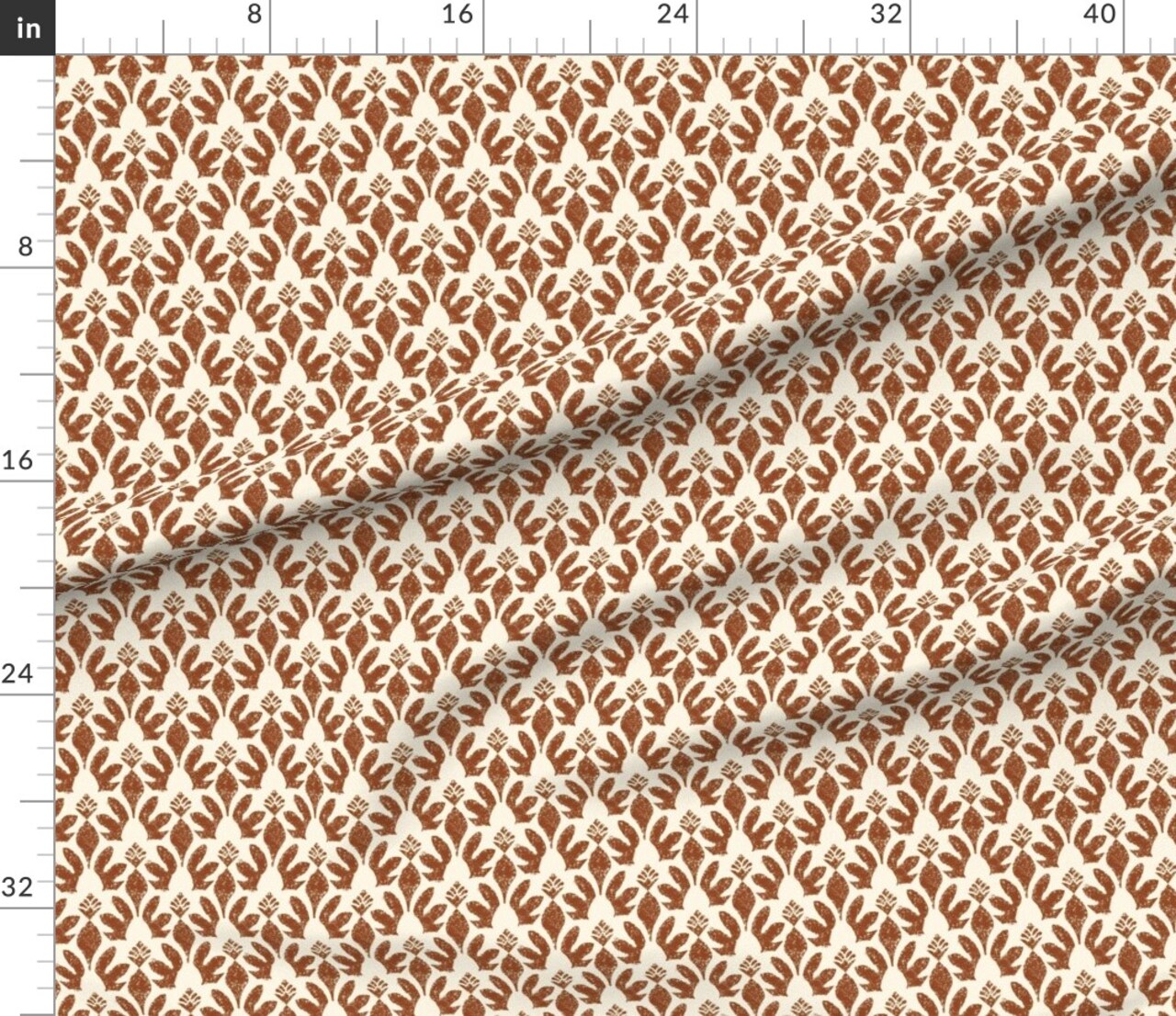 Block Print Abstract Botanical Brown Rust Bohemian Rustic Boho Stamped Custom Printed Fabric by Spoonflower Various Fabrics by the Yard or Fat Quarter